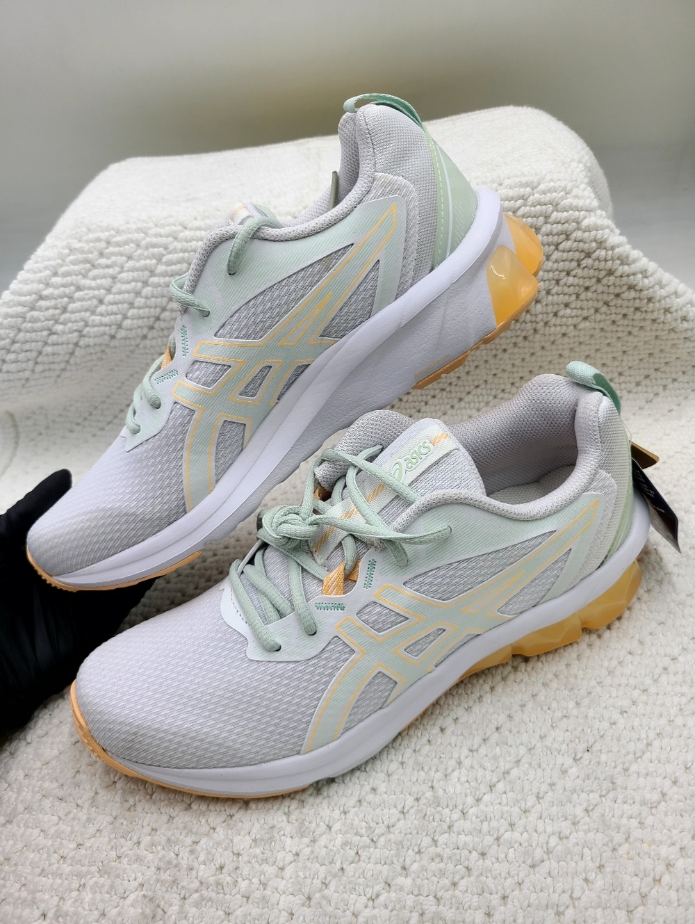 ASICS Women's Running Sneakers in Mint, Pale Yellow and White